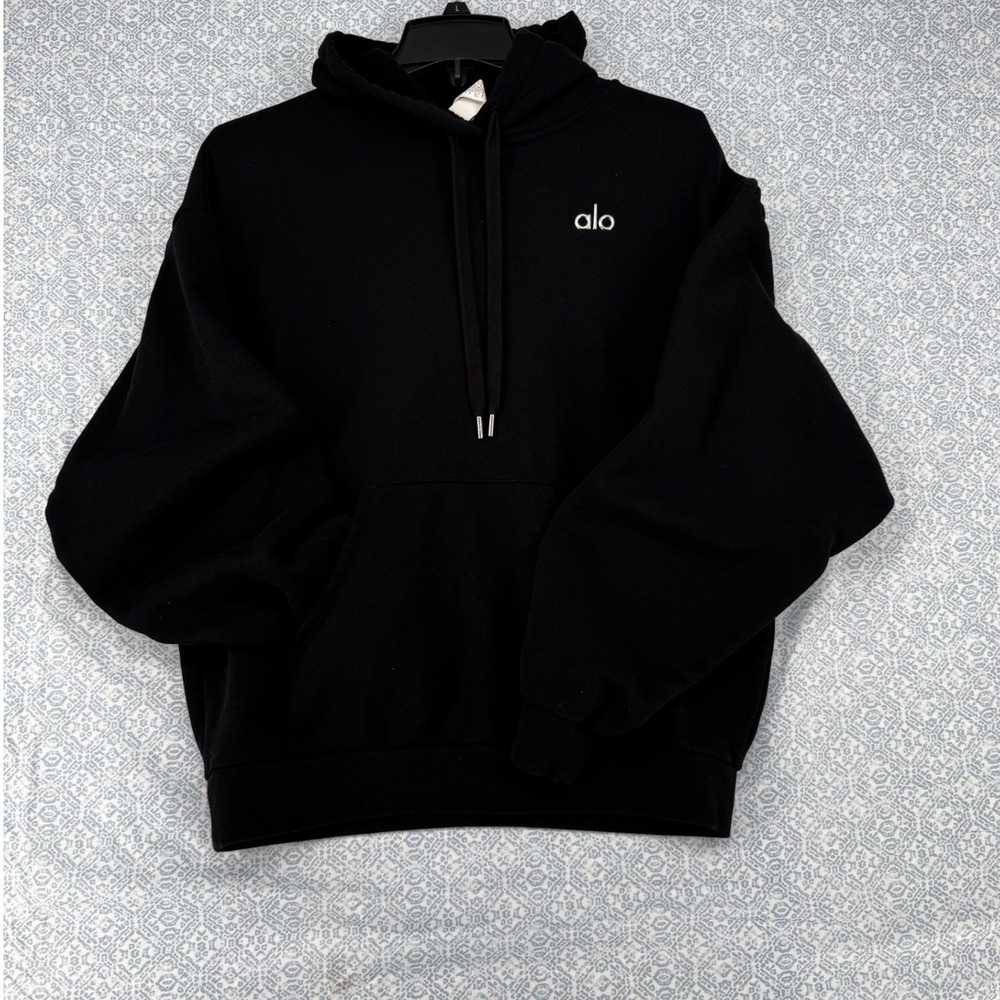 Alo Yoga Accolade Hoodie Black Oversized Fleece Sweatshirt U3032RG Womens Small